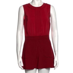 RED Valentino Sleeveless Crimson Scallop-Detail Mini Dress